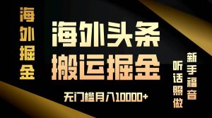 （13602期）海外头条搬运发帖，新手福音，听话照做，无门槛月入10000+-泰戈创艺资源库
