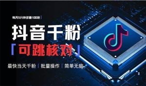 (13704期)抖音跳核对涨千粉,每天5分钟多赚100元,可批量操作,简单无脑有手就行-泰戈创艺资源库