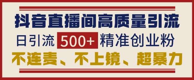 抖音直播间引流创业粉，无需连麦、不用上镜、超暴力，日引流500+高质量精准创业粉-泰戈创艺资源库