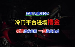 全新冷门平台vivo视频,快速免费进场搞米,通过混剪视频一键批量生成,实测7天撸2300+-泰戈创艺资源库