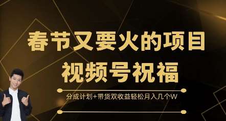 春节又要火的项目视频号祝福，分成计划+带货双收益，轻松月入几个W【揭秘】-泰戈创艺资源库