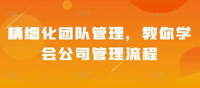 精细化团队管理，教你学会公司管理流程-泰戈创艺资源库
