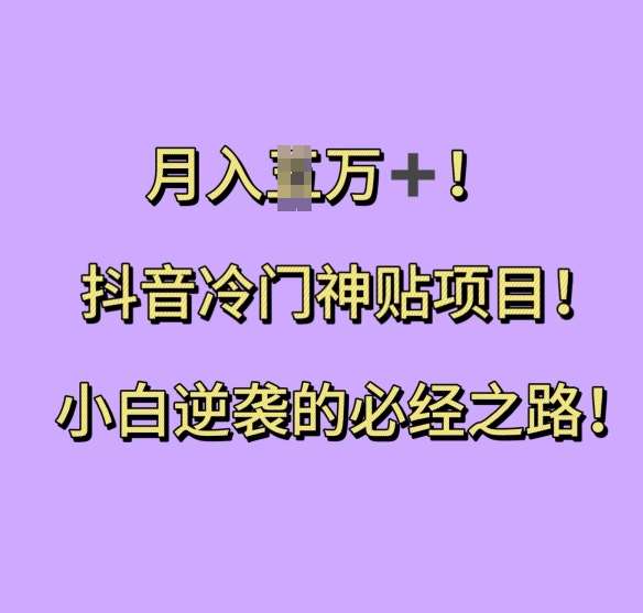 抖音冷门神贴项目，小白逆袭的必经之路，月入过W【揭秘】-泰戈创艺资源库