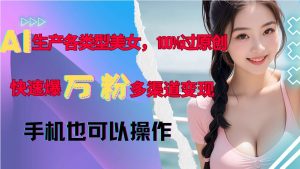 AI生产各类型美女，100%过原创，快速爆万粉，多渠道变现，新手可做-泰戈创艺资源库