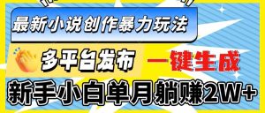 (13771期)最新小说创作暴力玩法,多平台发布,一键生成,新手小白单月躺赚2W+-泰戈创艺资源库