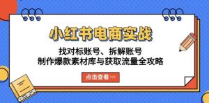 （13490期）小红书电商实战：找对标账号、拆解账号、制作爆款素材库与获取流量全攻略-泰戈创艺资源库