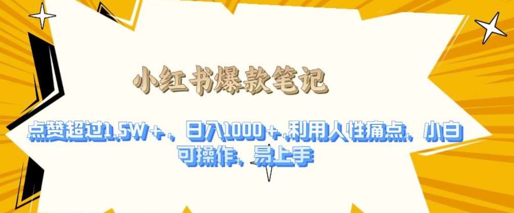 利用人性的痛点，打造爆款笔记，获得点赞超过1.5W+，日入1k【揭秘】-泰戈创艺资源库
