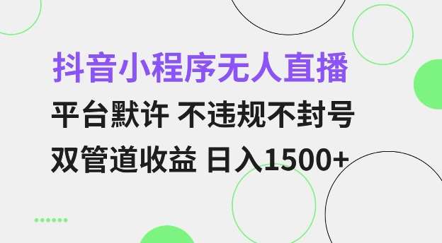 抖音小程序无人直播 平台默许 不违规不封号 双管道收益 日入多张 小白也能轻松操作【仅揭秘】-泰戈创艺资源库