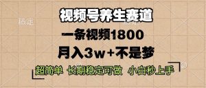 (13564期)视频号养生赛道,一条视频1800,超简单,长期稳定可做,月入3w+不是梦-泰戈创艺资源库