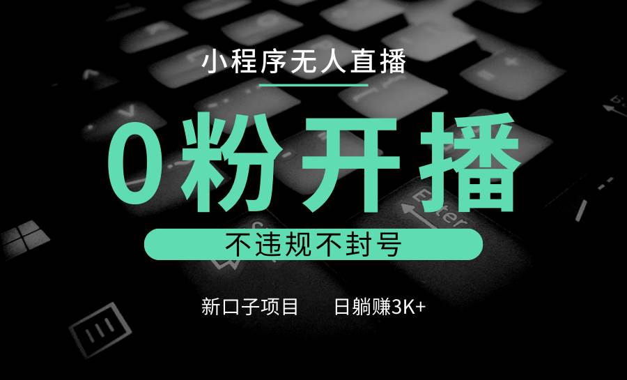 小程序无人直播，0粉开播，不违规不封号，新口子项目，小白日躺赚3K+-泰戈创艺资源库
