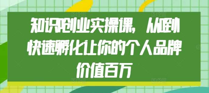 知识IP创业实操课，从0到1快速孵化让你的个人品牌价值百万-泰戈创艺资源库