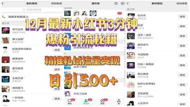（13653期）12月最新小红书3分钟爆粉引流秘籍 精准私域流量变现 日引500-泰戈创艺资源库