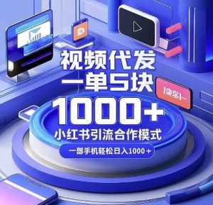 视频代发,一单5块,小红书引流合作模式,一部手机轻松日入多张【揭秘】-泰戈创艺资源库