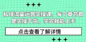 私域流量运营实操课,每个章节都是实操干货,学完就能上手-泰戈创艺资源库