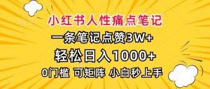 (13637期)小红书人性痛点笔记,一条笔记点赞3W+,轻松日入1000+,小白秒上手-泰戈创艺资源库