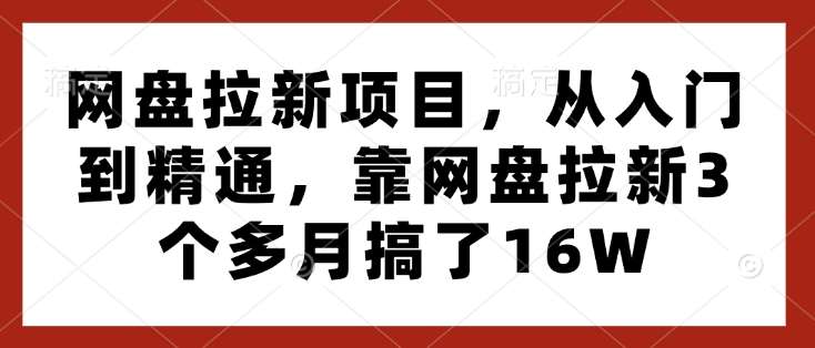 网盘拉新项目，从入门到精通，靠网盘拉新3个多月搞了16W-泰戈创艺资源库