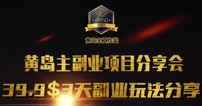 黄岛主副业分享会1期：3天3个副业玩法，速度上车-泰戈创艺资源库