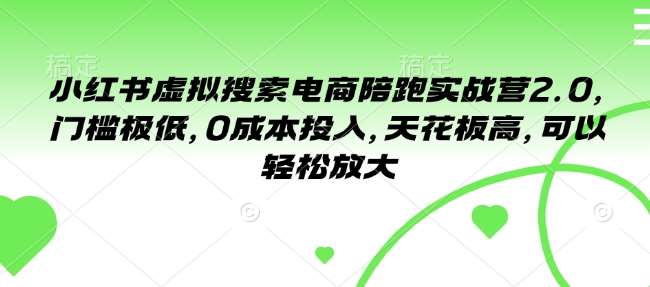 小红书虚拟搜索电商陪跑实战营2.0，门槛极低，0成本投入，天花板高，可以轻松放大-泰戈创艺资源库