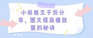 小说推文干货分享,图文提高播放量的秘诀-泰戈创艺资源库