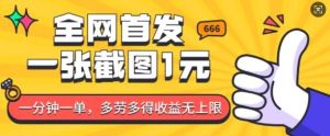 全网首发,一张截图1块钱,一分钟一单,多劳多得,收益无上限-泰戈创艺资源库