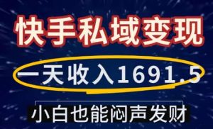 一天收入1691.5，快手私域变现，小白也能闷声发财-泰戈创艺资源库