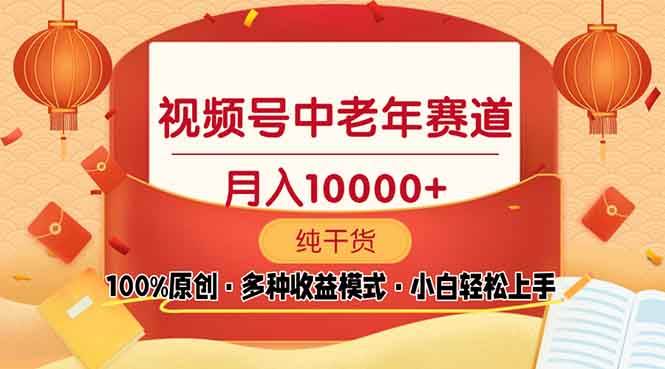 （13905期）视频号中老年赛道 100%原创 手把手教学 新号3天收益破百 小白必备-泰戈创艺资源库