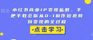 小红书商业IP变现私教，手把手教会你从0-1制作短视频到变现的全过程-泰戈创艺资源库