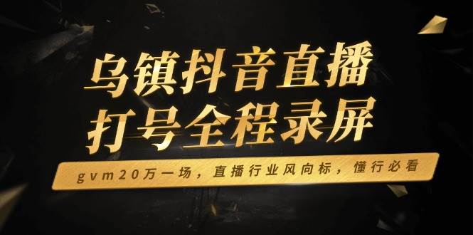 （14014期）乌镇抖音直播打号全程录屏，gvm20万一场，直播行业风向标，懂行必看-泰戈创艺资源库