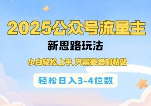 2025公双号流量主新思路玩法,小白轻松上手,只需要复制粘贴,轻松日入3-4位数-泰戈创艺资源库