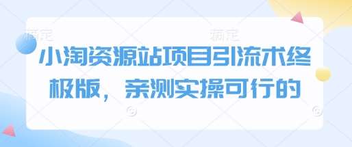 小淘资源站项目引流术终极版，亲测实操可行的-泰戈创艺资源库