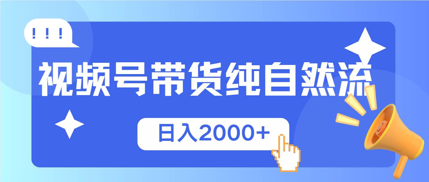 （13998期）视频号带货，纯自然流，起号简单，爆率高轻松日入2000+-泰戈创艺资源库