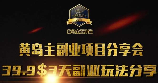 黄岛主副业分享会1期：3天3个副业玩法，速度上车-泰戈创艺资源库