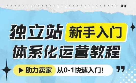 独立站新手入门体系化运营教程，助力独立站卖家从0-1快速入门!-泰戈创艺资源库