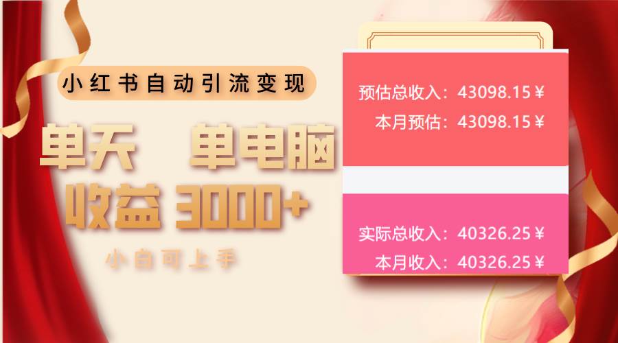 （13999期）小红书自动引流变现 单天单电脑收益3000+  小白可上手-泰戈创艺资源库