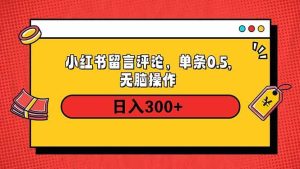 （14044期）小红书评论单条0.5元，日入300＋，无上限，详细操作流程-泰戈创艺资源库