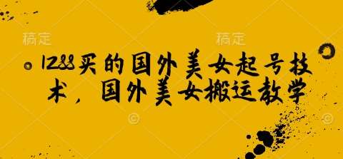 1288买的国外美女起号技术，国外美女搬运教学-泰戈创艺资源库