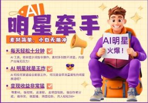 AI明星牵手，每天十分钟，带货、素材、分成都非常猛，发布就爆，月入过W，小白无脑冲-泰戈创艺资源库