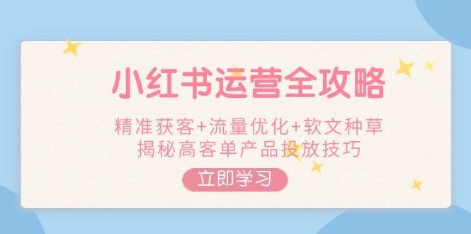 小红书运营全攻略，精准获客+流量优化+软文种草，揭秘高客单产品投放技巧-泰戈创艺资源库