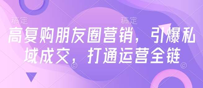 高复购朋友圈营销，引爆私域成交，打通运营全链-泰戈创艺资源库