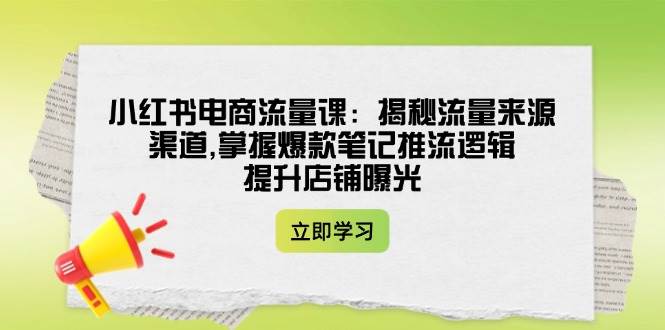 （14318期）小红书电商流量课：揭秘流量来源渠道,掌握爆款笔记推流逻辑,提升店铺曝光-泰戈创艺资源库