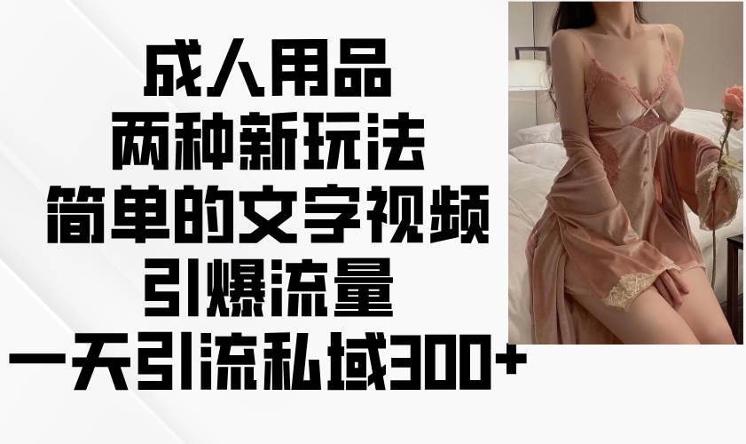 成人用品两种新玩法，简单的文字视频引爆流量，一天引流私域300+-泰戈创艺资源库
