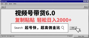 (14325期)视频号带货6.0,轻松日入2000+,起号快,复制粘贴即可,超高佣金比-泰戈创艺资源库