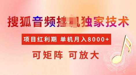 全网首发搜狐音频挂JI独家技术，项目红利期，可矩阵可放大，稳定月入8k【揭秘】-泰戈创艺资源库