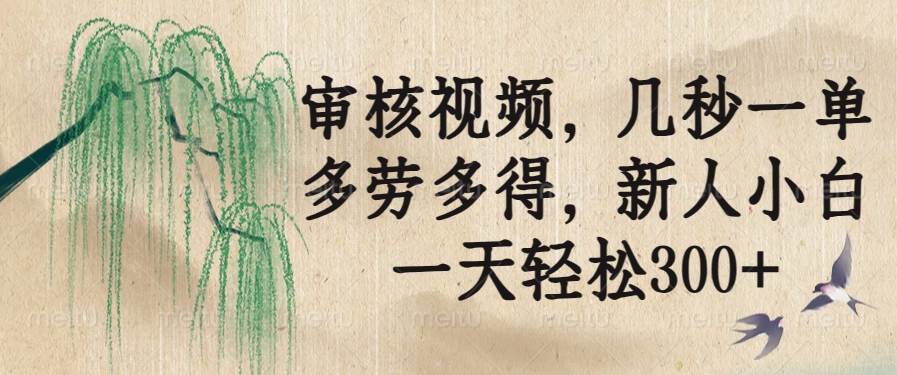（14202期）审核视频，几秒一单，多劳多得，新人小白一天轻松300+-泰戈创艺资源库
