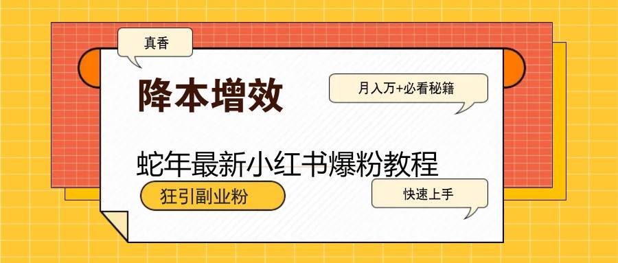 蛇年最新小红书爆粉教程，狂引副业粉，月入万+必看-泰戈创艺资源库