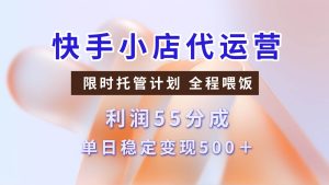 快手小店代运营，限时托管计划，收益55分，单日稳定变现500+-泰戈创艺资源库