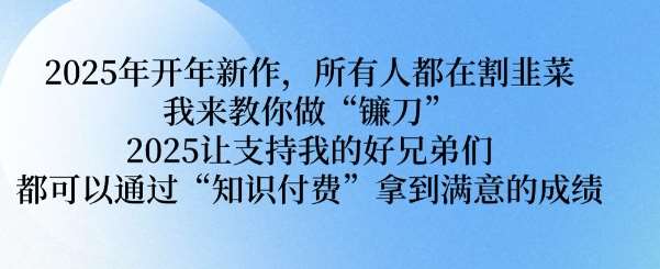 2025年开年新作，所有人都在割韭菜，我来教你做“镰刀” 2025让支持我的好兄弟们都可以通过“知识付费”拿到满意的成绩【揭秘】-泰戈创艺资源库