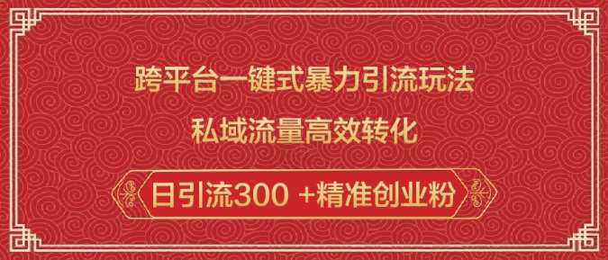 跨平台一键式暴力引流玩法，私域流量高效转化日引流300 +精准创业粉-泰戈创艺资源库