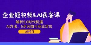 企业短视频&AI获客课：解析5.0时代机遇，AI方法，6步突围与商业定位-泰戈创艺资源库