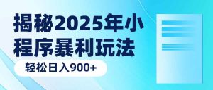 （14110期）揭秘2025年小程序暴利玩法：轻松日入900+-泰戈创艺资源库